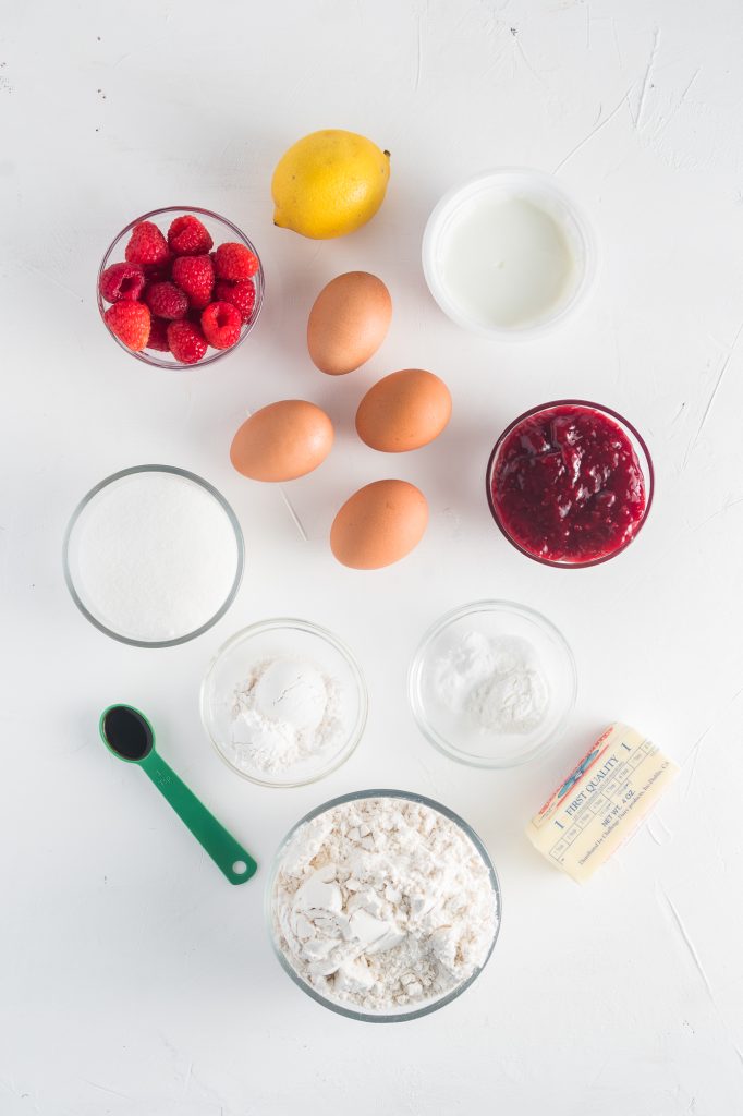 A mis-en-place of the ingredients needed for the recipe.