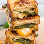 A stack of three pieces of Jalapeño Grilled Cheese Sandwich.