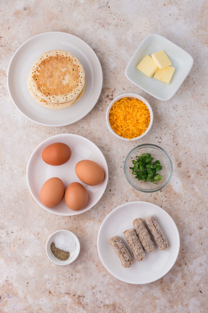 A mis-en-place of the ingredients for Pancake Tacos.