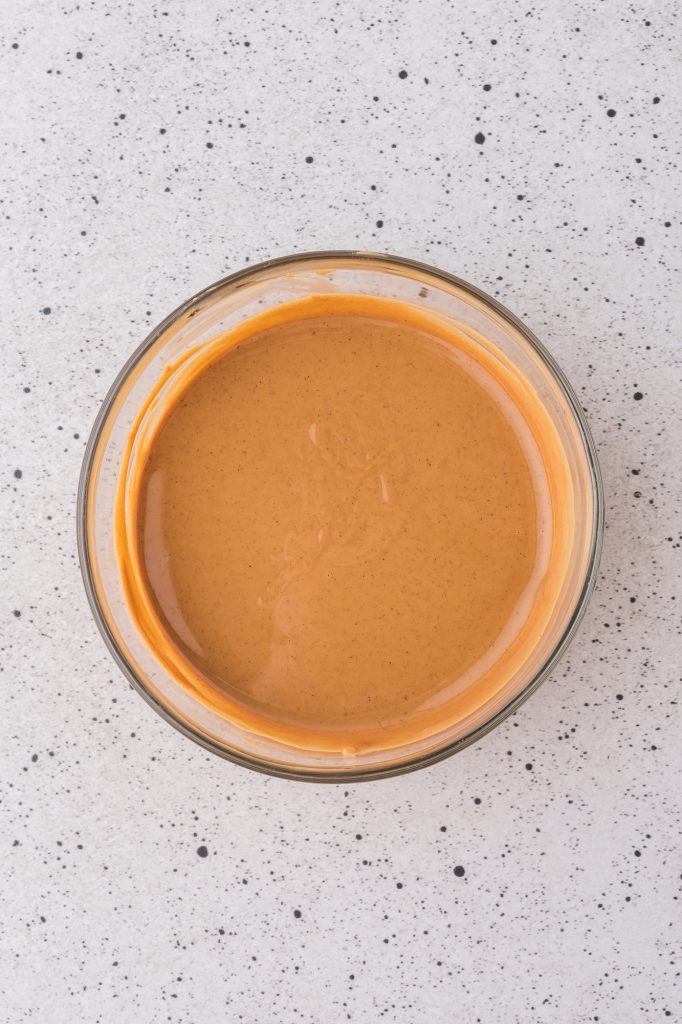 A bowl of peanut butter that's been warmed in the microwave.