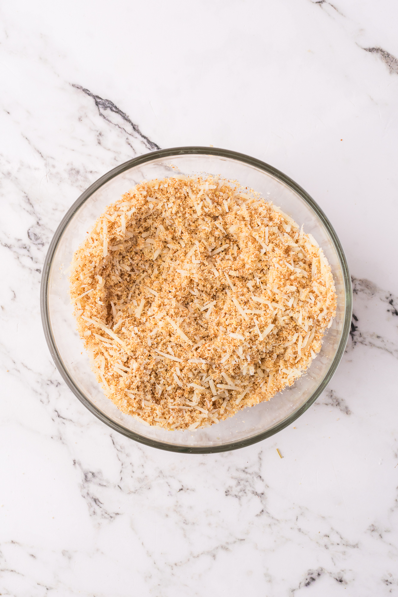 A bowl of breadcrumb mixture.