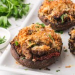 A close-up of Stuffed Portobello Mushrooms.