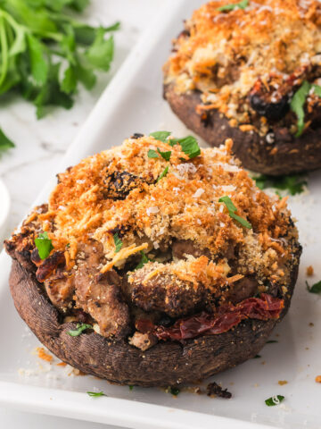 A close-up of Stuffed Portobello Mushrooms.