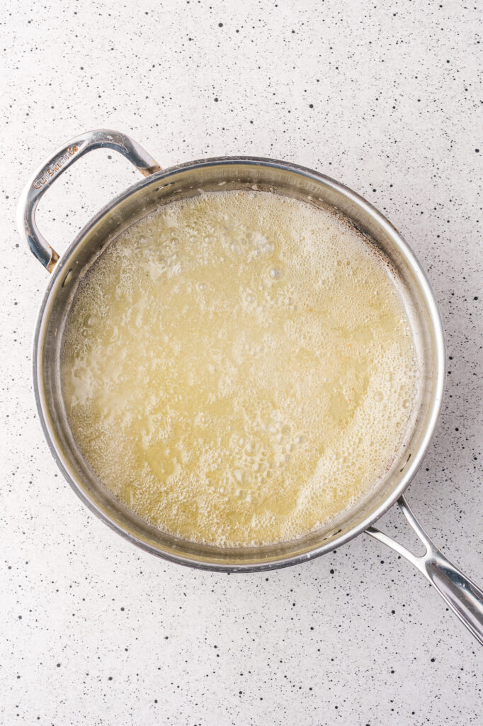 Melted butter in a pan.