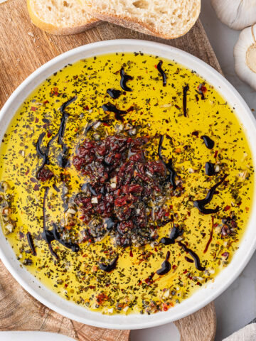 A small dish of Olive Oil Bread Dip