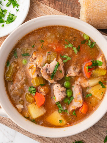 A bowl of Slow Cooker Hearty Chicken Stew