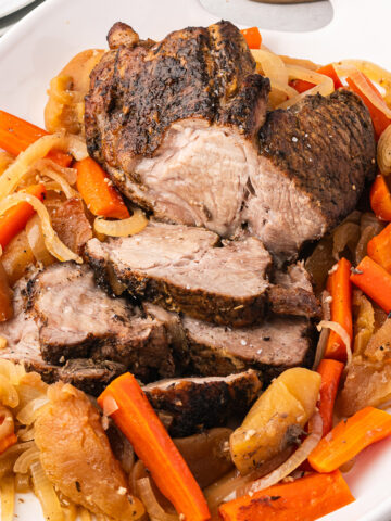 A prepared platter of Slow Cooker Pork Roast