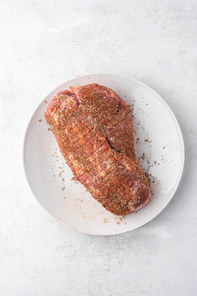 A seasoned piece of pork butt